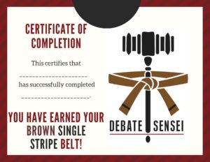 Brown Single Stripe Belt Certificate