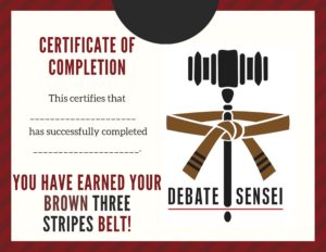 Brown Three Stripes Belt Certificate